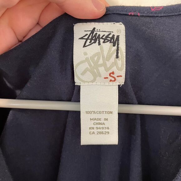 Vintage Stussy Women's Navy and Blue Blouse from the 00's - Picture 3 of 6